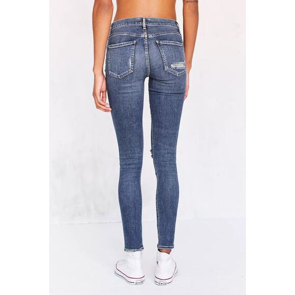 AGolde A Golde Blue Sophie High-Rise Distressed Skinny Jeans Size 24 - Picture 3 of 16